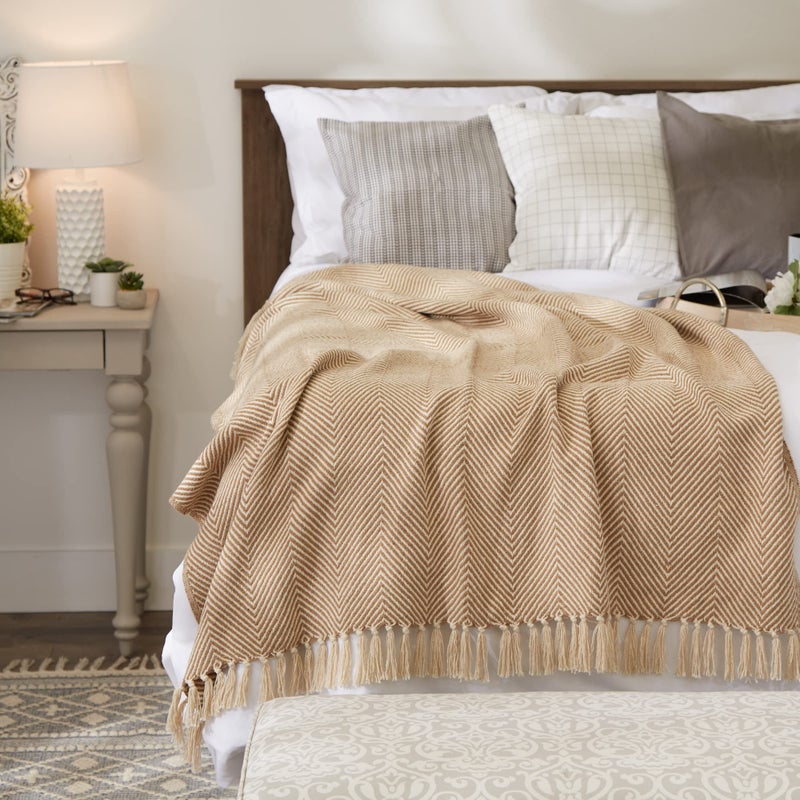 DII Rustic Farmhouse Cotton Chevron Blanket Throw with Fringe for Chair, Couch, Picnic, Camping, Beach, & Everyday Use, 50 x 60 - Urban Chevron Stone - Image 5